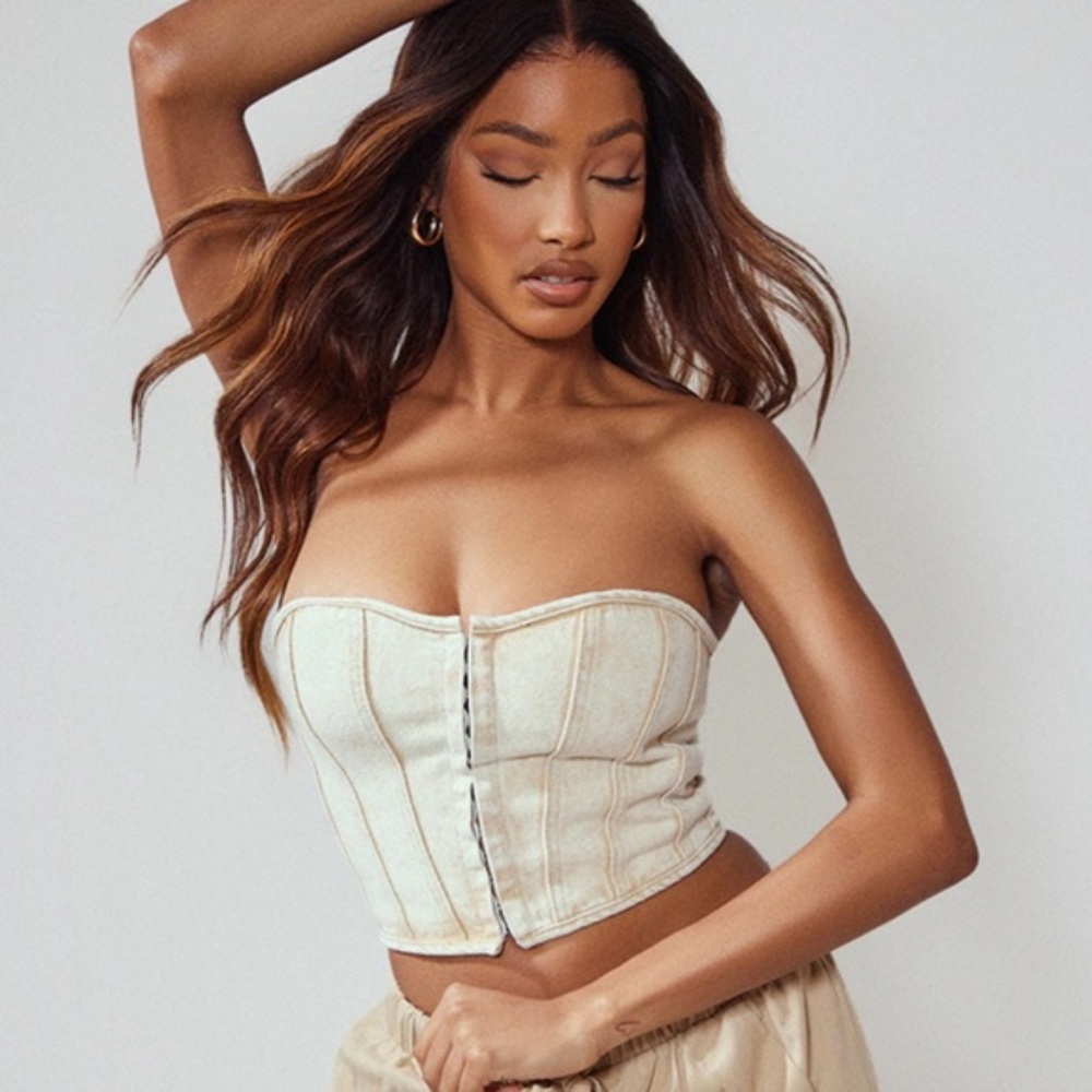PrettyLittleThing Cream Corset Top
